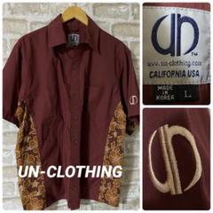 UN-CLOTHING メンズL アロハシャツ　半袖シャツ　ボタニカル　切替