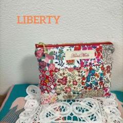 ㉝リバティ パッチワーク ポーチ❤ハンドメイド レッド
