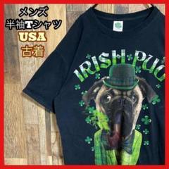 パグ アニマル プリント クローバー Tシャツ ブラック USA古着 半袖