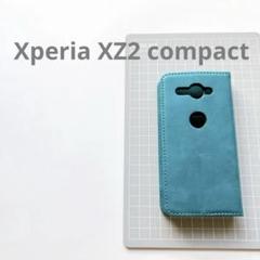 社外品✨Xperia XZ2 compact手帳型　レトロ ターコイズ　スタンド