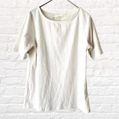 pink adobe Tシャツ カットソー リブ クルーネック ホワイト
