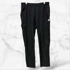 【アディダス】カーゴパンツ ジャージ ウエストゴム(L)黒 下 カジュアル ロゴ