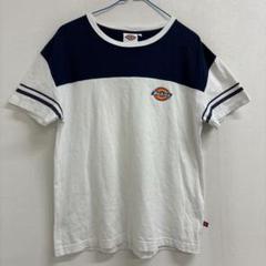 Dickies ストライプ袖 Tシャツ ホワイト/ネイビー M サ87