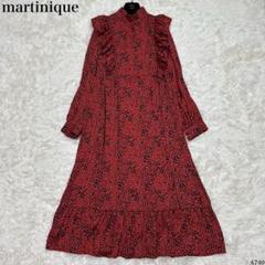 [美品] martinique バックサテンフラワーワンピース ロング丈 花柄