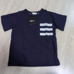 【新品未使用】TAPPET ネイビー Tシャツ 110cm ストライプポケット