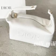 DIOR／ハンドル付きホワイトコットンコスメポーチ　ノベルティ　ディオールのサムネイル