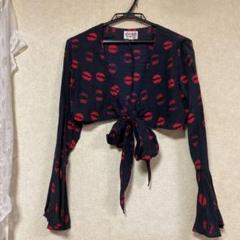 日本製　Fiorucci リッププリント クロップドカーディガン