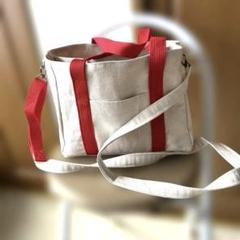 ペットボトルが倒れないポケットいっぱいトートバッグ ハンドメイド