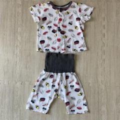 子供用 パジャマ 綿100% 上下セット 80cm 腹巻付き 前開きボタン 半袖