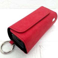 ★アイコス イルマ i ケース iqos iluma用 カラビナ スエード 赤２