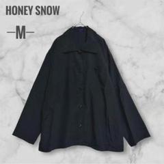 honey snow 長袖シャツ M ブラック ポケット付き シンプル