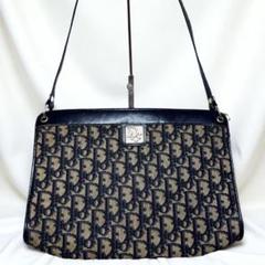 Dior ディオール　トロッター柄　ショルダーバック　ネイビー Christian Dior】トロッター柄ショルダーバッグ ネイビー×ベージュ