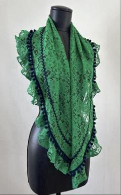 フラメンコ　シージョ　マンサニージャ　緑　刺繍入り　豪華 フラメンコシージョマンサニージャ緑刺繍入り豪華