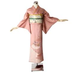 縞模様 裄68 菱形 四角の素敵な染め 紋無し 付下げ 訪問着 正絹U-5765 縞模様 裄68 菱形 四角の素敵な染め 紋無し 付下げ 訪問着 正絹U