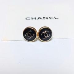 CHANEL　ピアス　ヴィンテージボタン　ゴールド&パープル シャネル CHANEL ピアス ココマーク CCマーク ゴールド