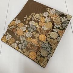袋帯 唐織 蝶々に花柄 金彩 素敵なデザイン 六通 正絹 T-1644