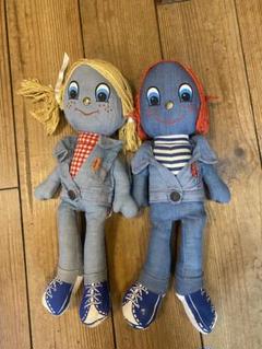 希少！BOY GlRLリーバイス LEVIS デニムラグドール 人形ヴィンテージ Vintage 1970s Levis Denim Rag Dolls Girl and Boy