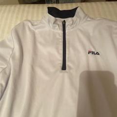 ゴルフ　FILA ハーフジップ 半袖ポロシャツ ホワイトのサムネイル