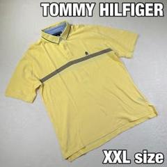 【トミーヒルフィガー】ポロシャツ　 ロゴデザイン　ボーダー　半袖　2XL