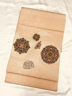 未使用✨袋帯 汕頭刺繍 相良刺繍 花紋 花紋 花柄 六通 着物 帯