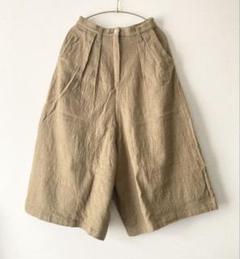 【美品】sneeuw ミディアム丈 パンツ 綿ウール生地 ベージュ