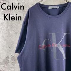 カルバンクライン 古着 Tシャツ ネイビー グッドプリントデザイン