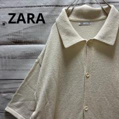 ZARA 刺繍入りニットシャツ 半袖シャツ オーバーサイズ ゆるだぼ