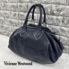 Vivienne Westwood オーブ 型押し レザー ハンドバッグ 黒