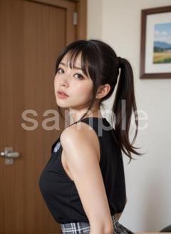 wp10● AI 美女 A4 ポスター 光沢紙 フェチ ポニーテール かわいい