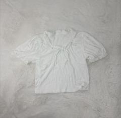 SHEIN ホワイト フリル リボン 半袖ブラウス 森ガール