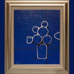 【自作保証】◆『青い花』◆がんどうあつし肉筆油絵直筆絵画F8号シルバー額縁付