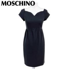 【美品】モスキーノ 半袖ワンピース ドレス I38 シャギー　ブラック