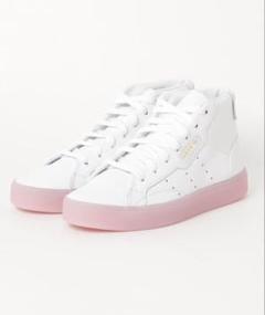 【新品】アディダス　adidas SLEEK MID W 　白スニーカー　ピンク