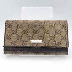 グッチ　長財布　財布　ウォレット　GGキャンバス　ブラウン