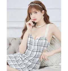 キャミツイードドレス jewels チェックミニドレス キャバドレス