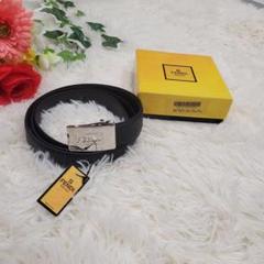 FENDI　フェンディ　ブラック×シルバー　ロゴ　ベルト　パンツ　スーツに　箱