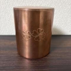 ▼希望にて　茶筒　平型200g　開化堂　銅　茶匙付き　クローバー　最高級茶筒司 茶筒の開化堂 | 銅 クローバー平型200g