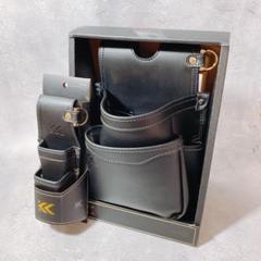 Amazon.co.jp: フジ矢 黒金 2段薄型腰袋&2段工具差しセット（ab