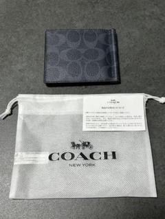 未使用級 COACH コーチ　二つ折り財布　ブラック　レザー 折り財布　黒色 2025年最新】コーチ財布二つ折りの人気アイテム - メルカリ