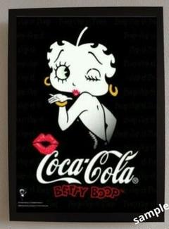 A4ポスターフレーム付き壁掛け　アメリカンレトロCocaCola　ベティちゃん⑪