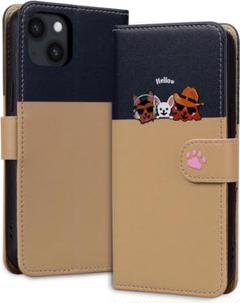 ﻿iphoneXRケース　犬柄シンプルスマホiphone手帳型ケース