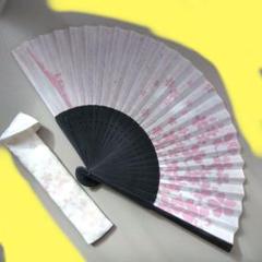 扇子　桜柄　桜色　せんす　扇子袋中は白サテン