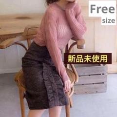 【新品】レディース 編み込み シースルー モヘアニット ピンク 秋服 かわいい