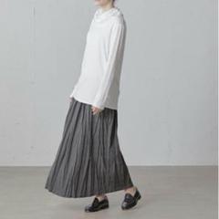 ミズイロインド チェックワッシャースカート ロング プリーツ シワ加工 マキシ丈