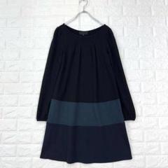 ☆【アンタイトル】2 黒 紺 秋～春 膝丈ワンピースチュニック Aライン ウール
