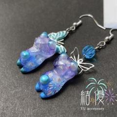 夏の夜に染まる猫/ピアス/ノンホールピアス/和風