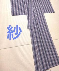 紗 縞 洗える夏着物 鳩羽色 薄柿色