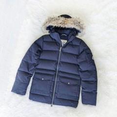 PYRENEX ネイビー ダウンジャケット ファーフード付美品 美品】ピレネックス Pyrenex ジャケット ダウンジャケット