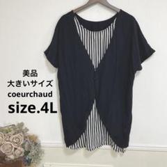 68美品　大きいサイズ　coeurchaud ボーダー　チュニック　17号