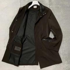 美品!L位★アルマーニコレッツォーニ チェスターコート レザー切替 ヘリンボーン 美品!L位☆アルマーニコレッツォーニ チェスターコート レザー